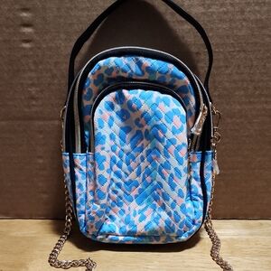 Blue and Pink Leopard Print Crossbody Bag